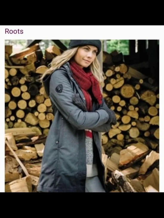 Roots Charcoal Hooded Coat Womens Size Large. (Retail $325) - Picture 2 of 10